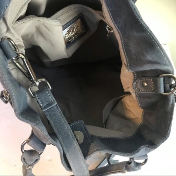 Roots Leather Bucket Tote & Wallet Crossbody Shoulder Bag Buckskin Zip Pockets - Picture 10 of 16